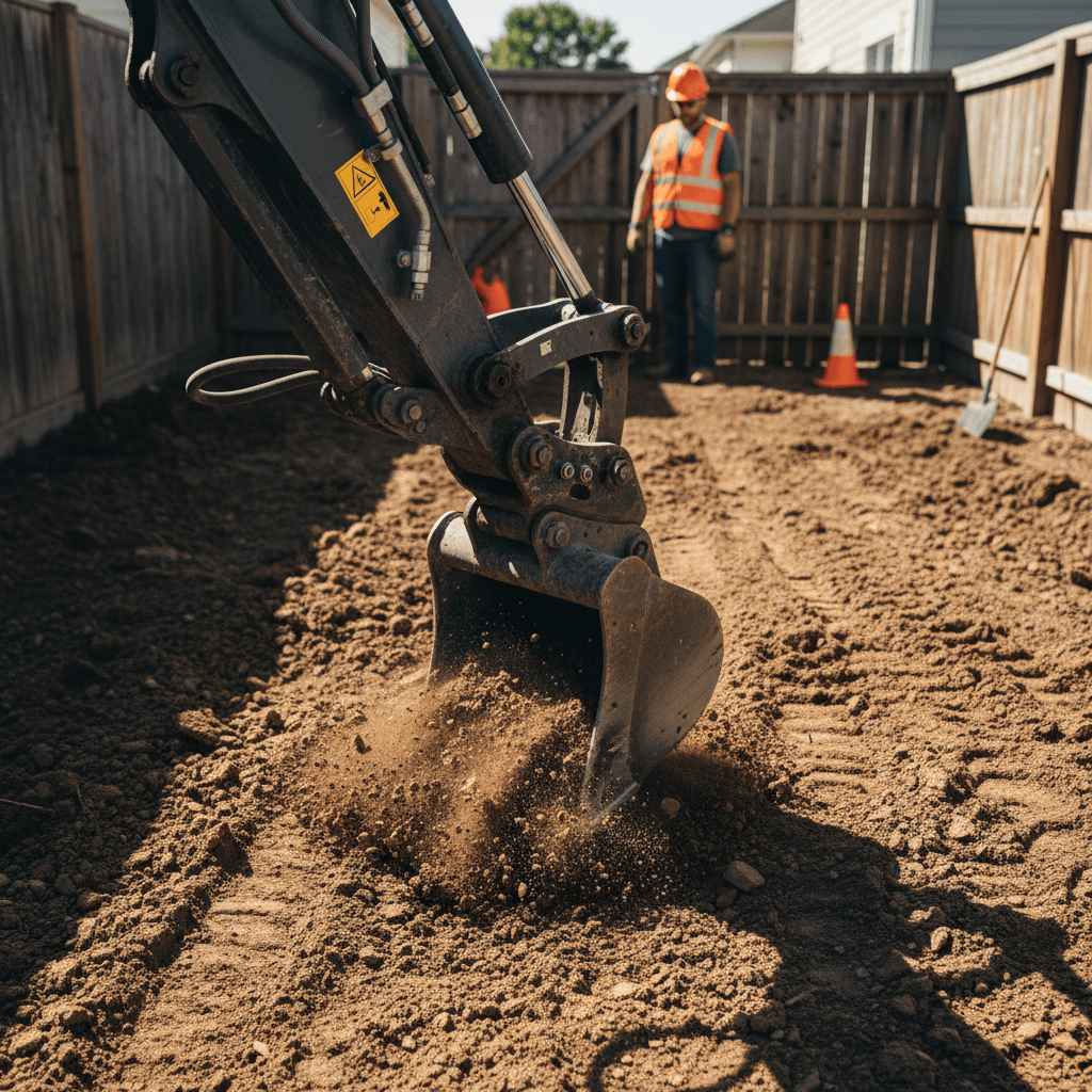 Excavator working on a construction site